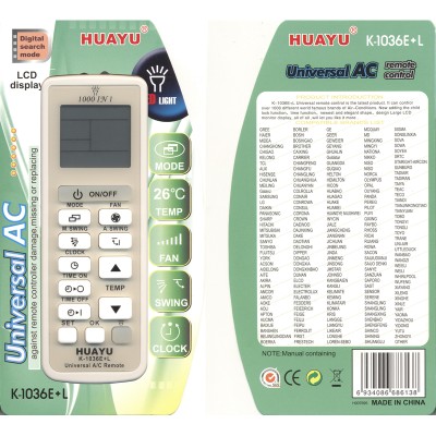 Пульт для кондиционера Huayu K-1036E+L